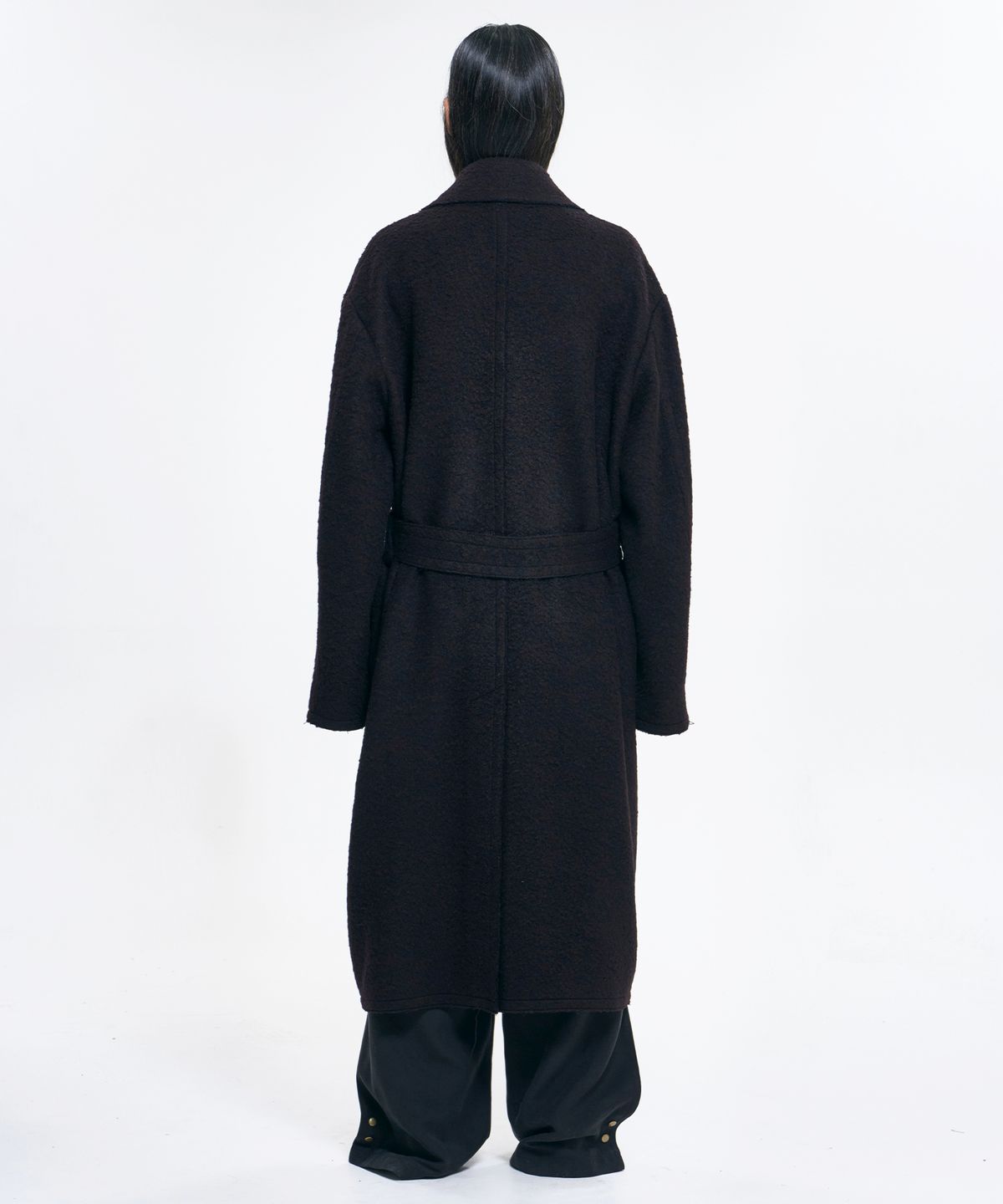 아조바이아조(AJOBYAJO) Raw Edge Peaked Collar Robe Coat [DARK BROWN]