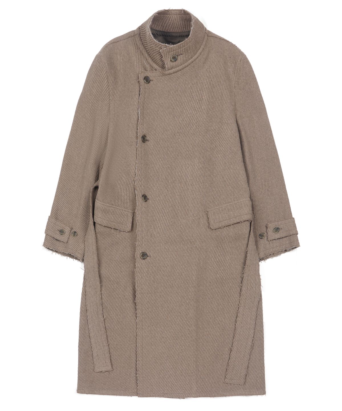 아조바이아조(AJOBYAJO) Raw Edge Single Collar Wrap Coat [BEIGE]