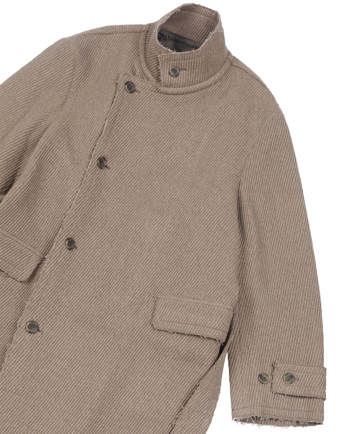 아조바이아조(AJOBYAJO) Raw Edge Single Collar Wrap Coat [BEIGE]