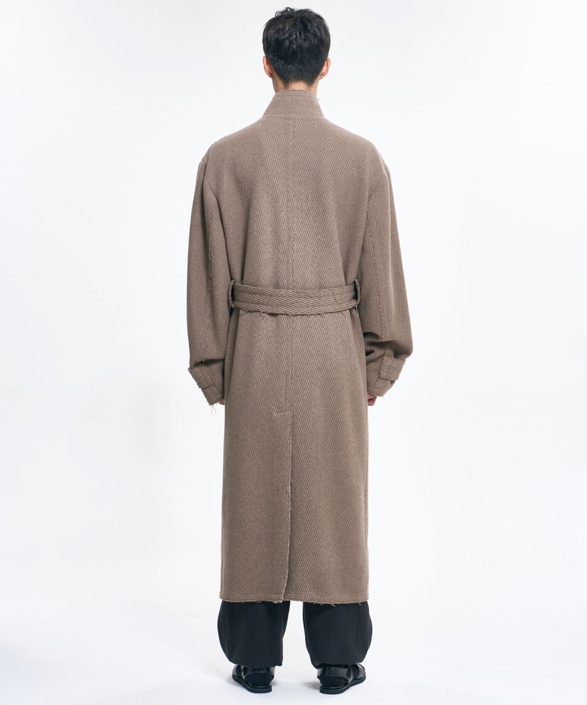 아조바이아조(AJOBYAJO) Raw Edge Single Collar Wrap Coat [BEIGE]