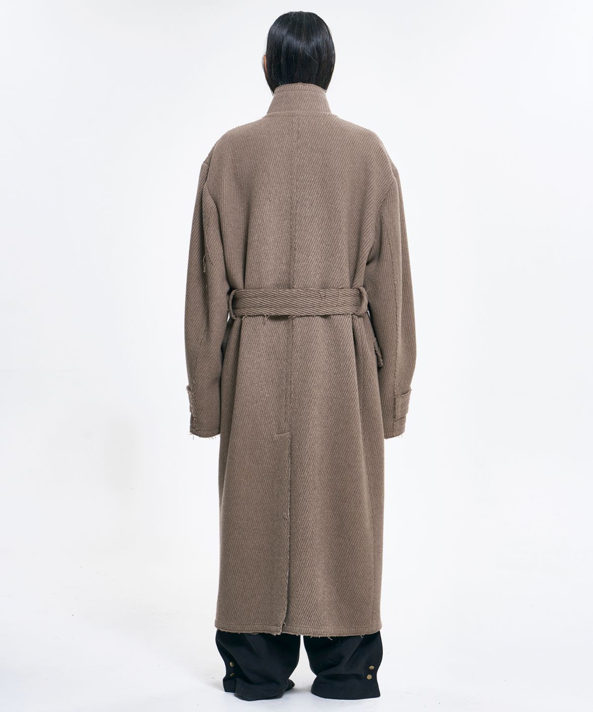 아조바이아조(AJOBYAJO) Raw Edge Single Collar Wrap Coat [BEIGE]