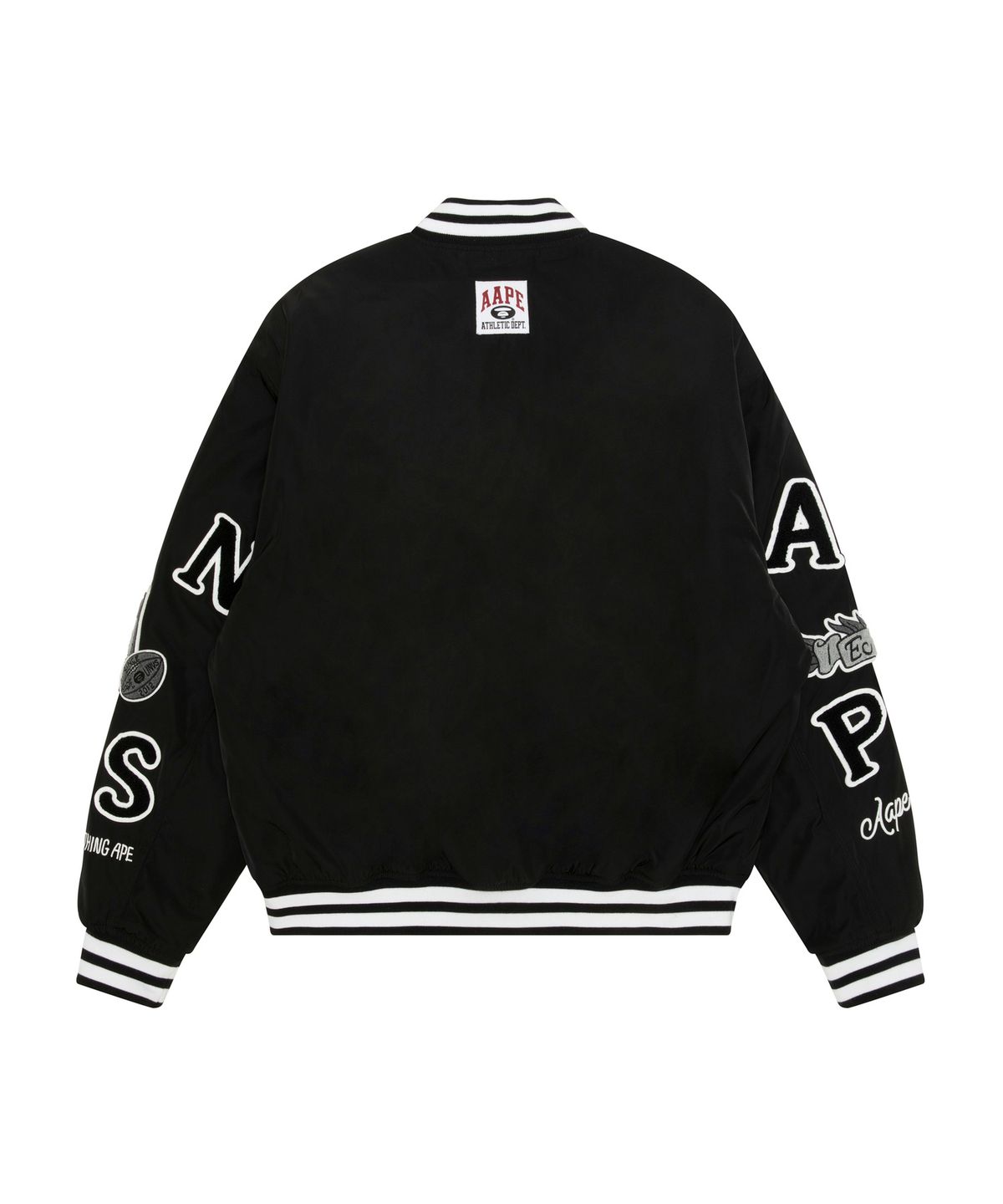 에이프(AAPE) 문페이스 콜라쥬 뱃지 베이스볼 재킷 / AAPJKM7742XXPBKX