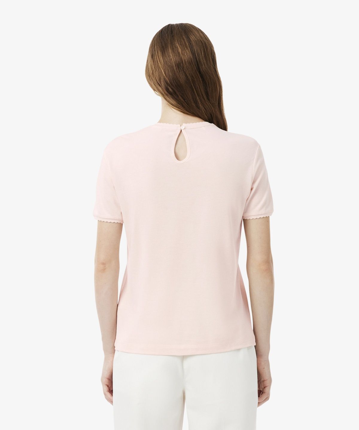 라코스테(LACOSTE) 여성 키홀 디테일 반팔 티셔츠 AG167-56N N6I