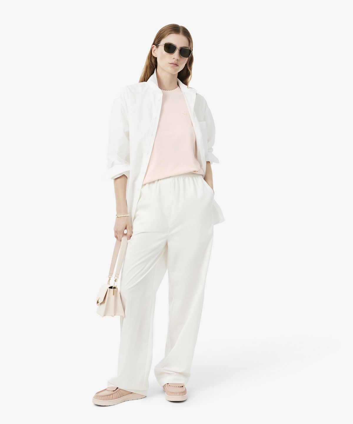 라코스테(LACOSTE) 여성 키홀 디테일 반팔 티셔츠 AG167-56N N6I