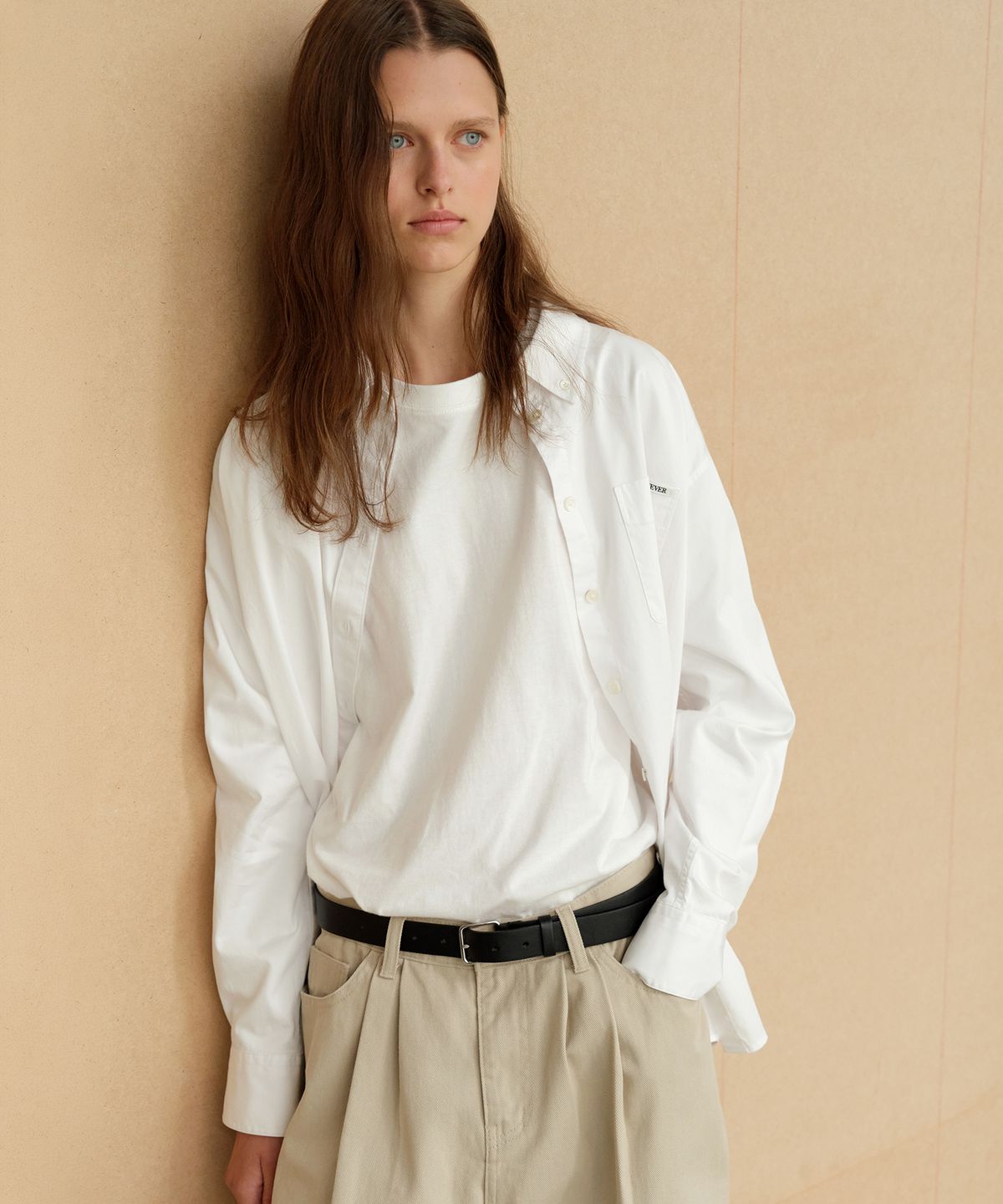 르바(LEVAR) Studio Cotton Over-shirt - Off White