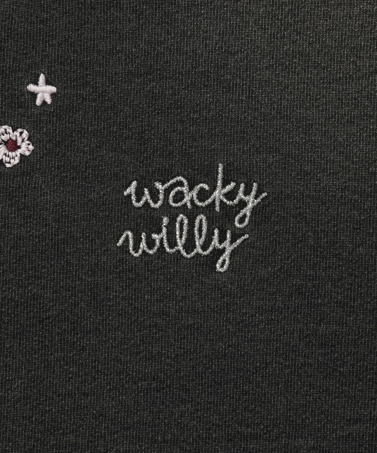 와키윌리(WACKY WILLY) 우먼스 데님워싱 자수 후드집업 그레이