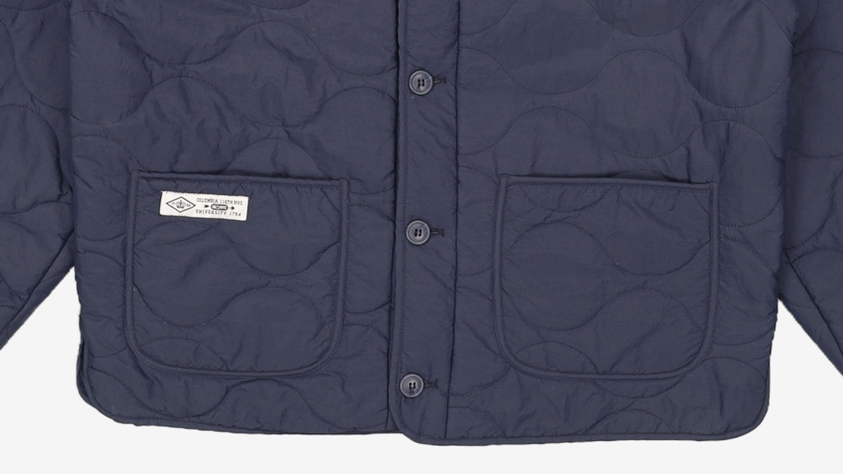 컬럼비아 유니버시티(COLUMBIA UNIVERSITY) NYC LABEL COLLARLESS QUILTING JACKET 블랙 L