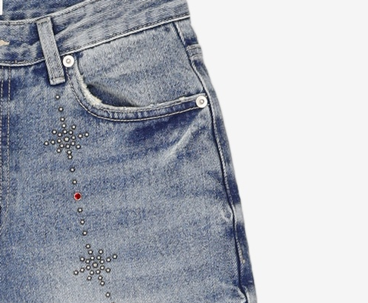 유희(YOUHEE) HOFIX DETAILED DENIM PANTS BLUE S