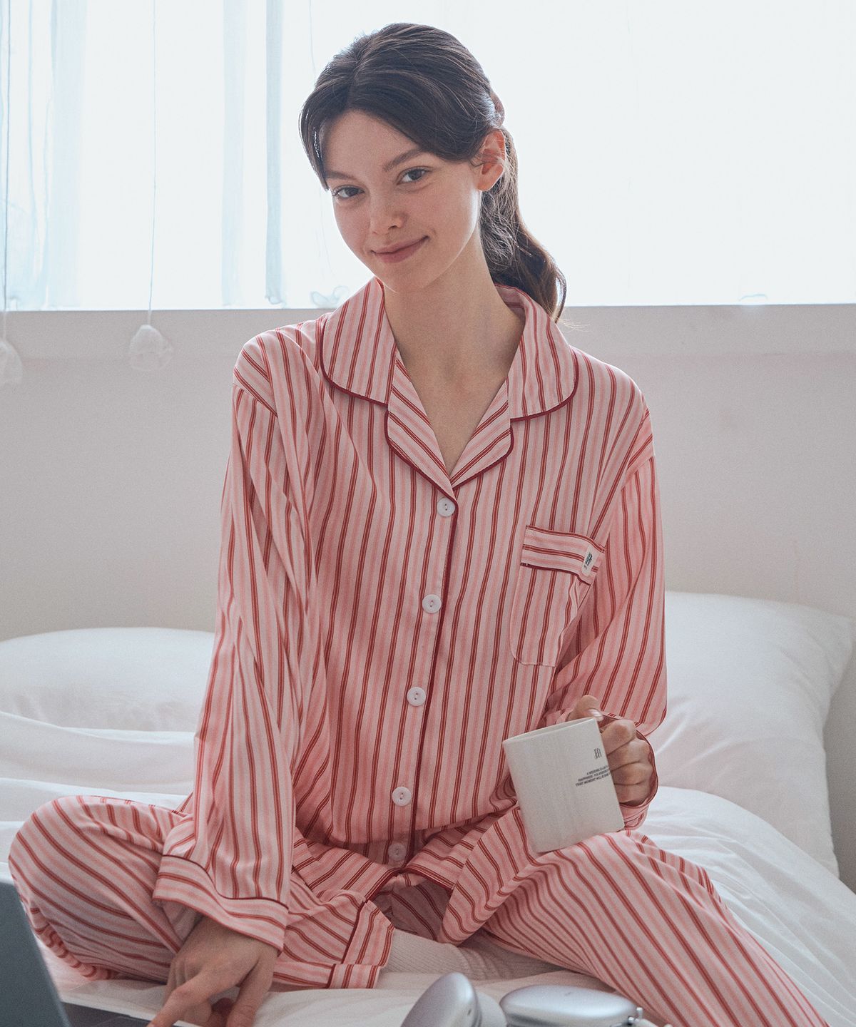 하이픈(HYPN) [2PACK] 키스미 실크핏 남녀공용 긴팔 잠옷 세트