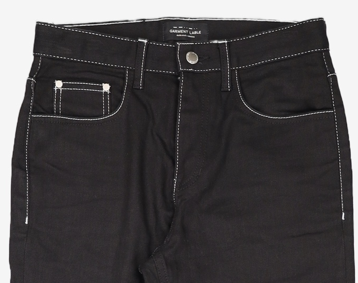 가먼트레이블(GARMENT LABLE) Denim Roll-up Pants - Stitch Black S