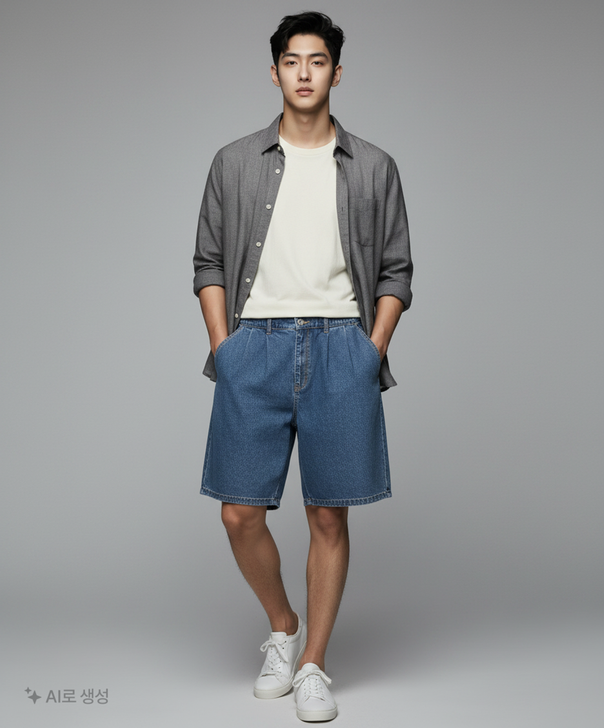 사운즈라이프(SOUNDSLIFE) Two Tuck denim Shorts Medium Indigo XL