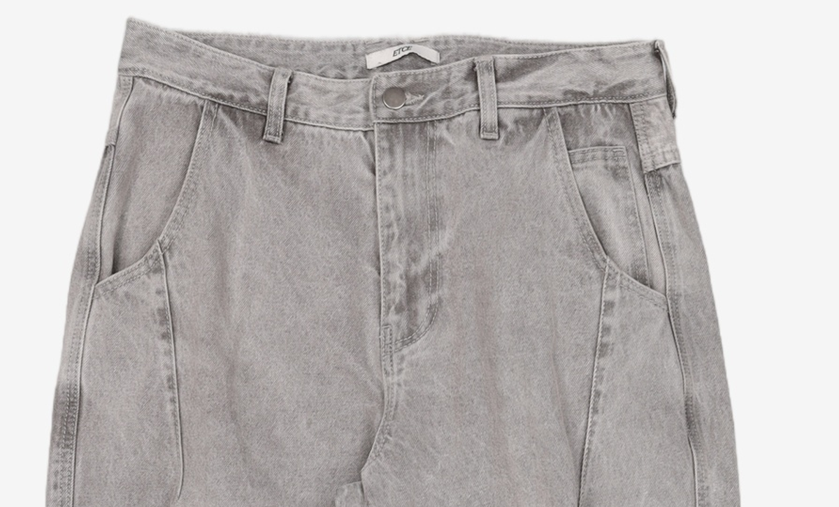 이티씨이(ETCE) CURVED PANEL DENIM PANTS 2.0 (GRAY) L