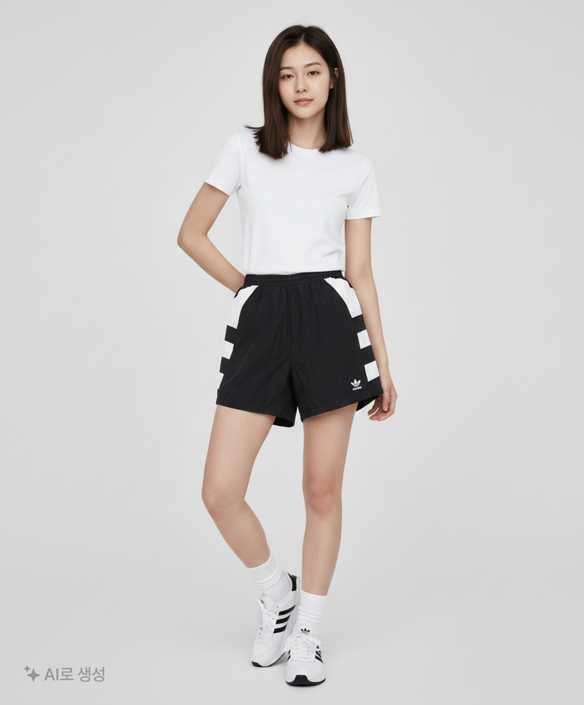 아디다스(ADIDAS) 라지 로고 숏 팬츠 - 블랙 / FM2638 XS