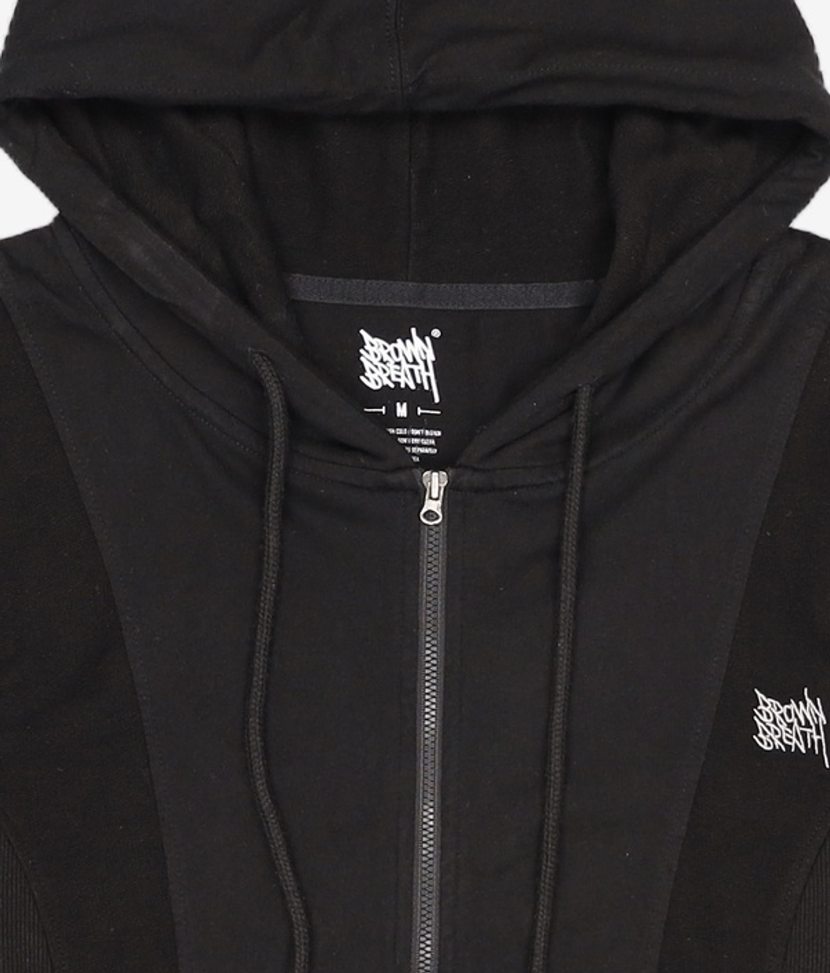 브라운브레스(BROWNBREATH) W TAG MIXED HOOD ZIP UP - BLACK M