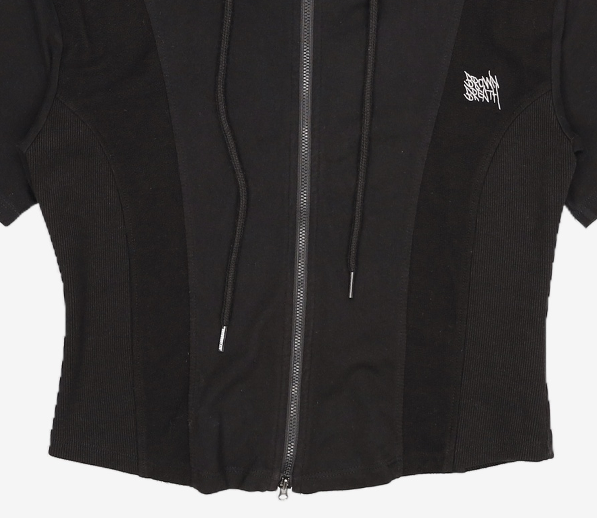 브라운브레스(BROWNBREATH) W TAG MIXED HOOD ZIP UP - BLACK M