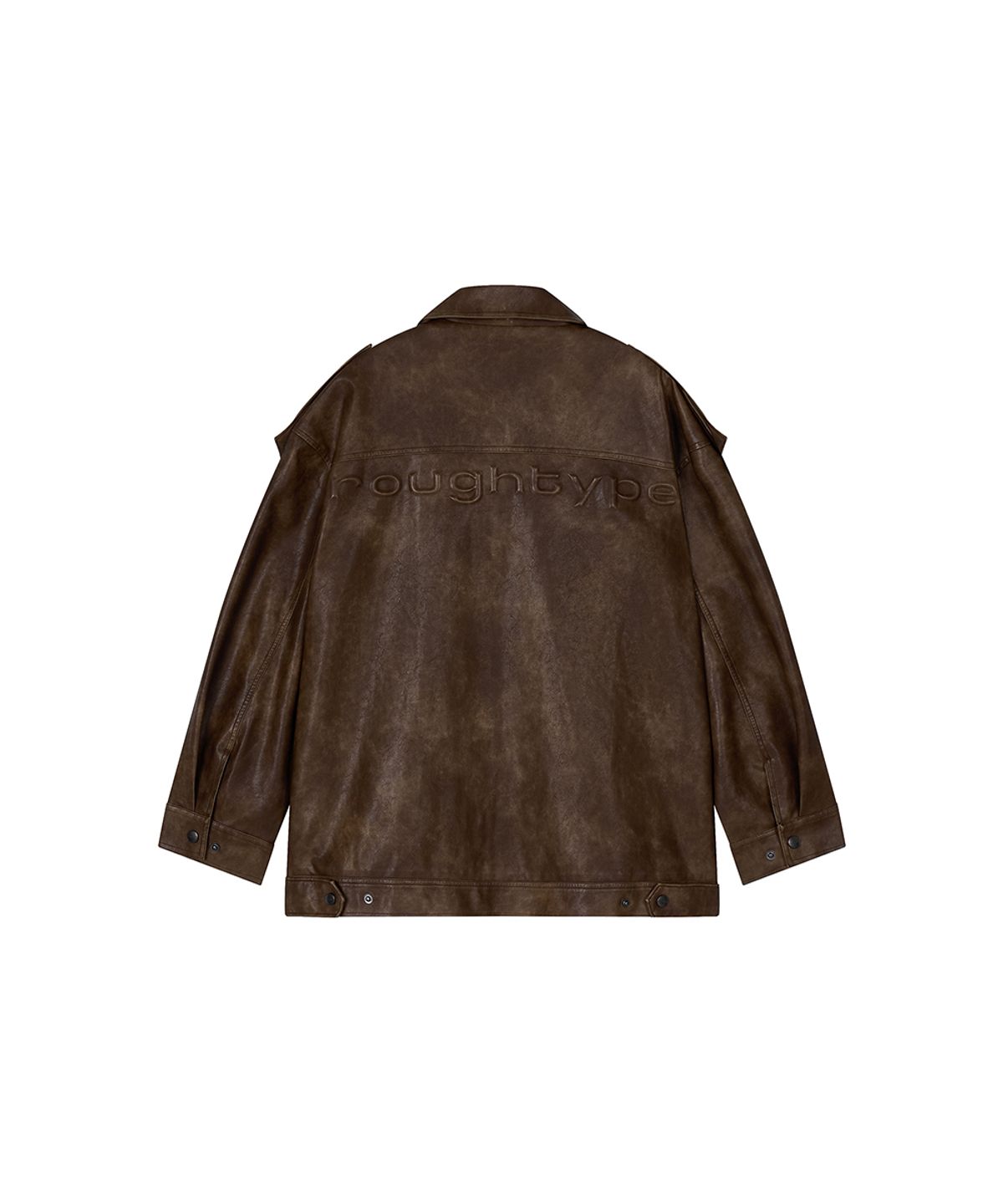 로타입(ROUGHTYPE) Embossed Washed Leather Jacket - Brown