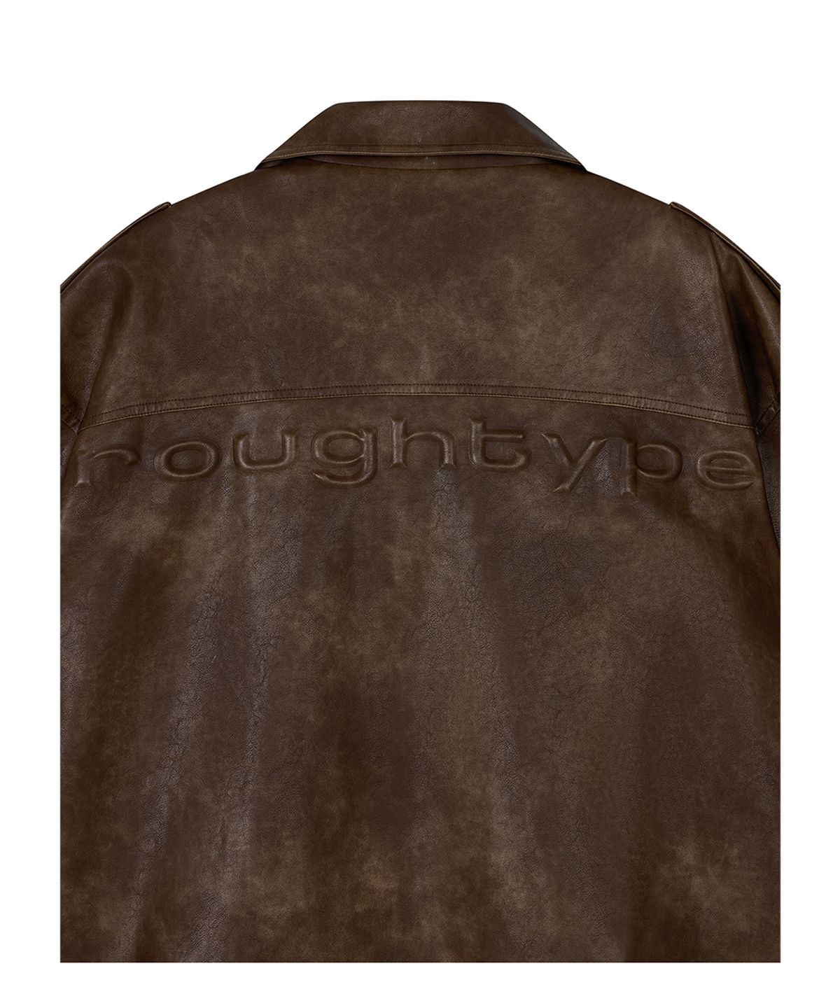 로타입(ROUGHTYPE) Embossed Washed Leather Jacket - Brown