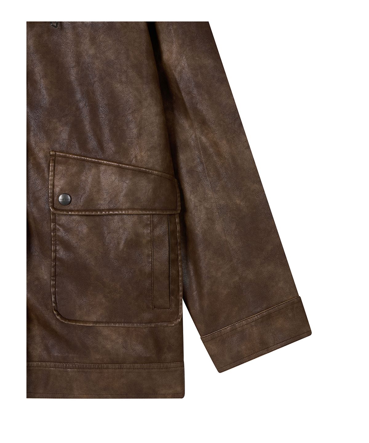 로타입(ROUGHTYPE) Embossed Washed Leather Jacket - Brown
