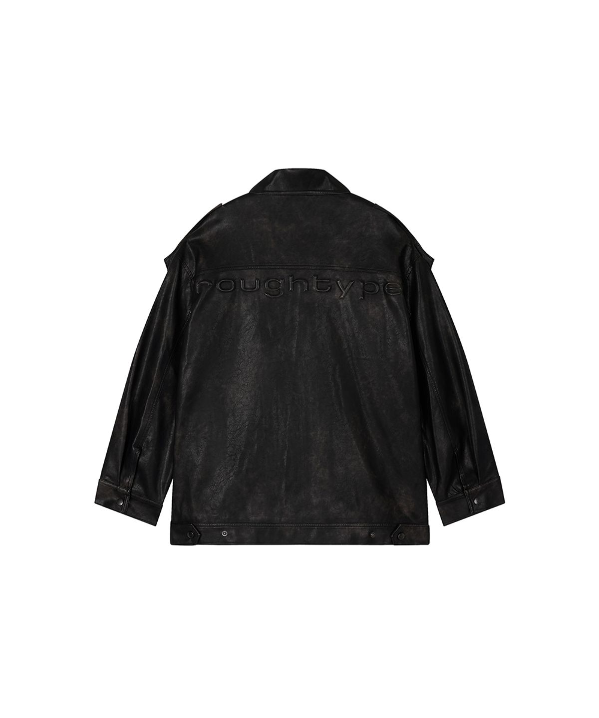 로타입(ROUGHTYPE) Embossed Washed Leather Jacket - Black