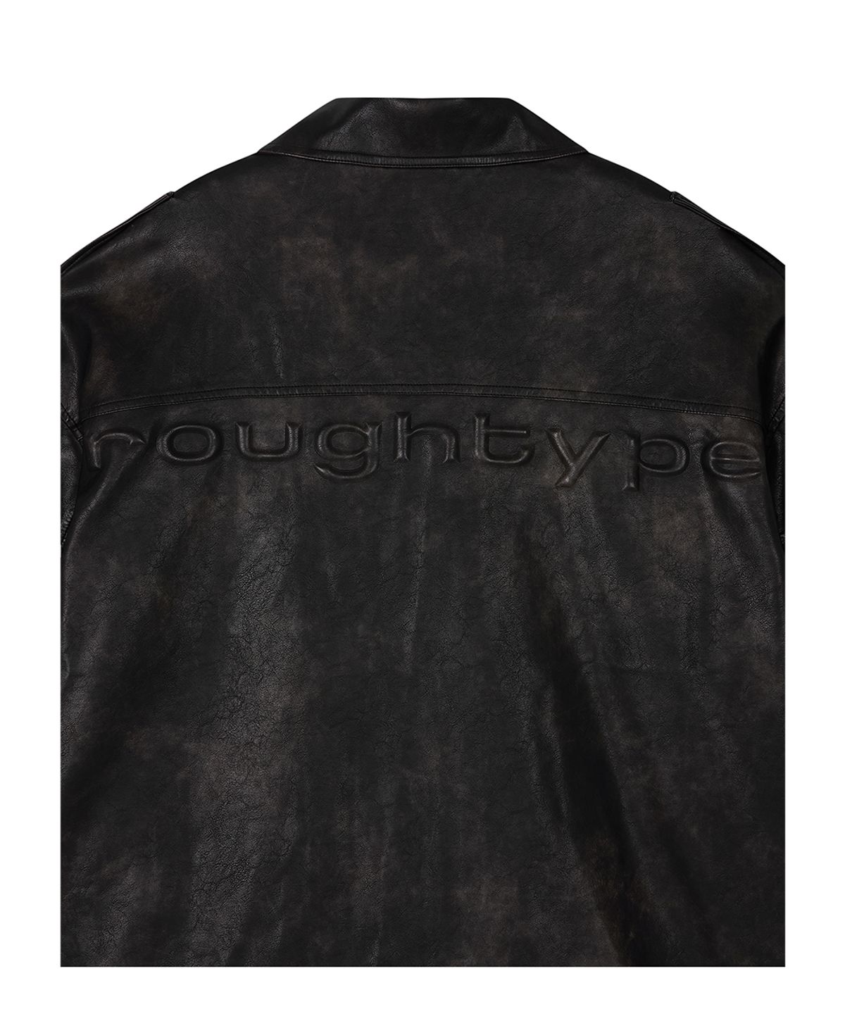 로타입(ROUGHTYPE) Embossed Washed Leather Jacket - Black