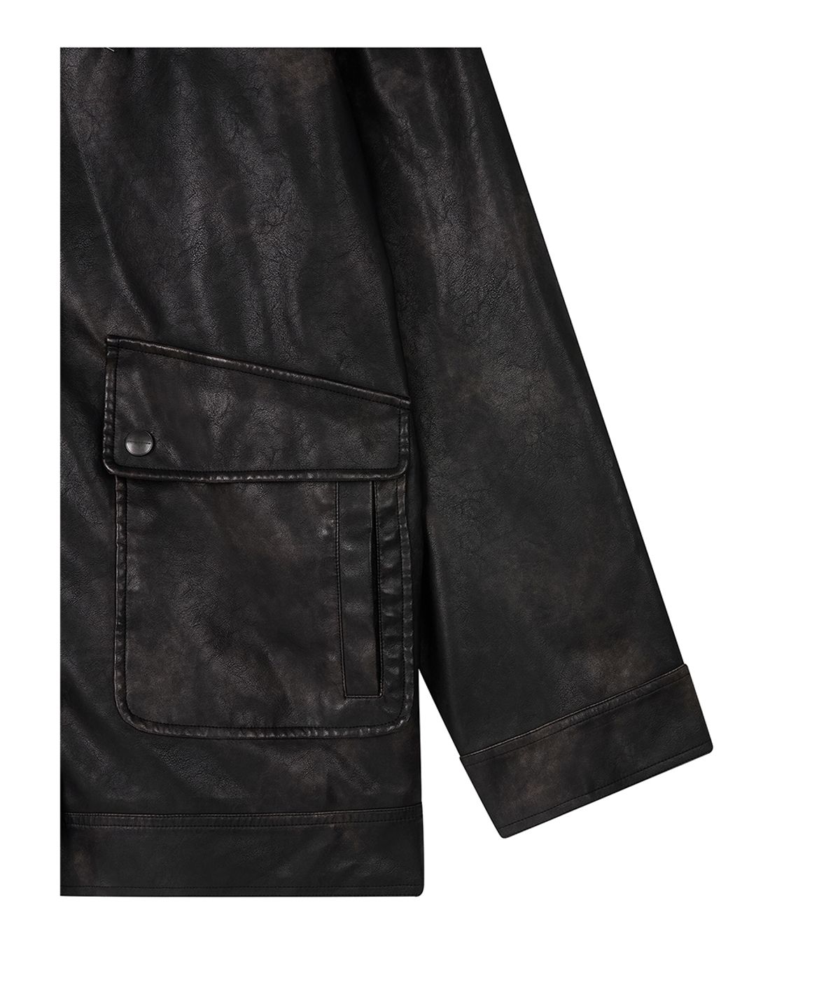 로타입(ROUGHTYPE) Embossed Washed Leather Jacket - Black