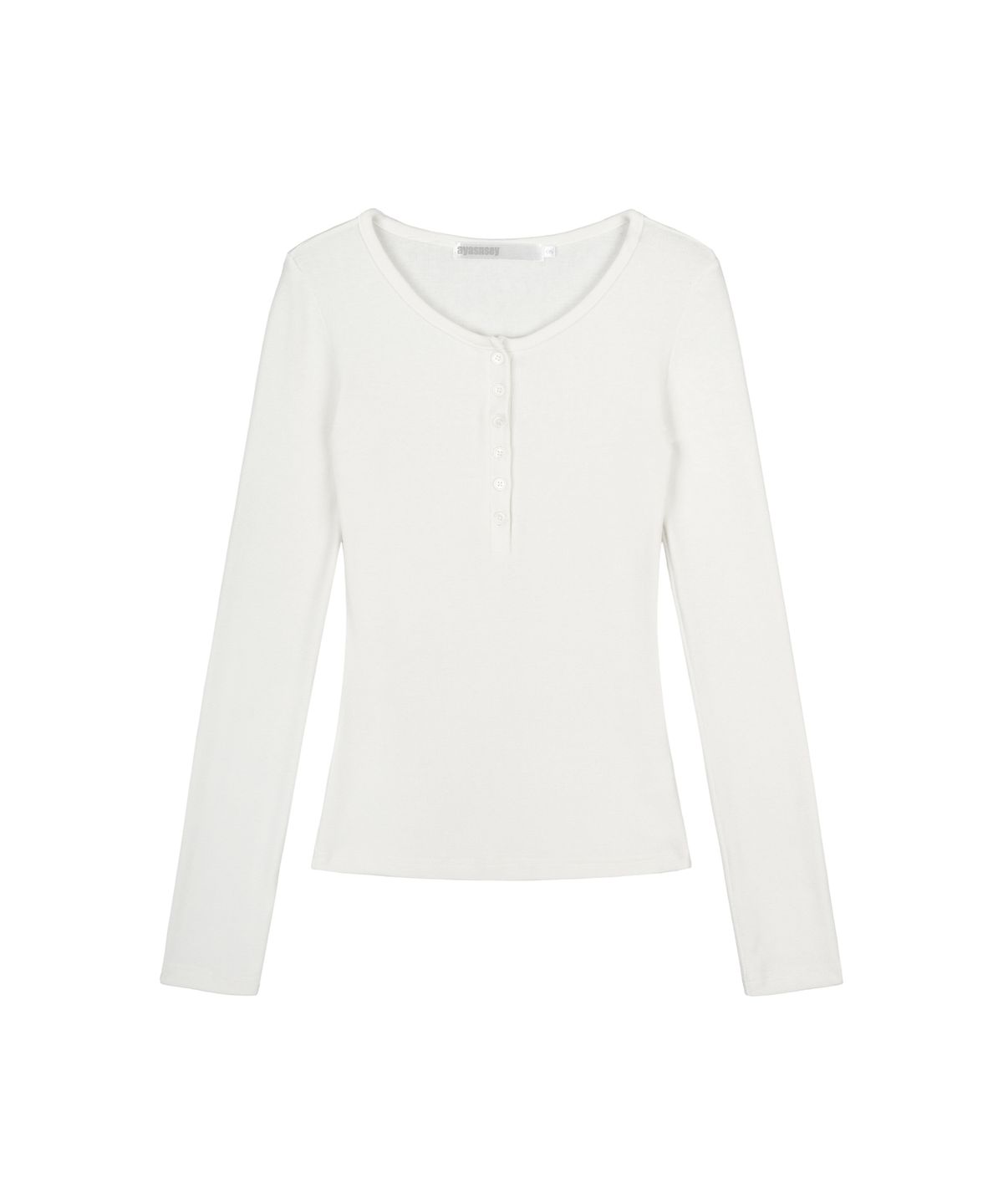 아야즈앤세이(AYASNSEY) MIO HENLEY NECK SLIM TOP (WHITE IVORY)
