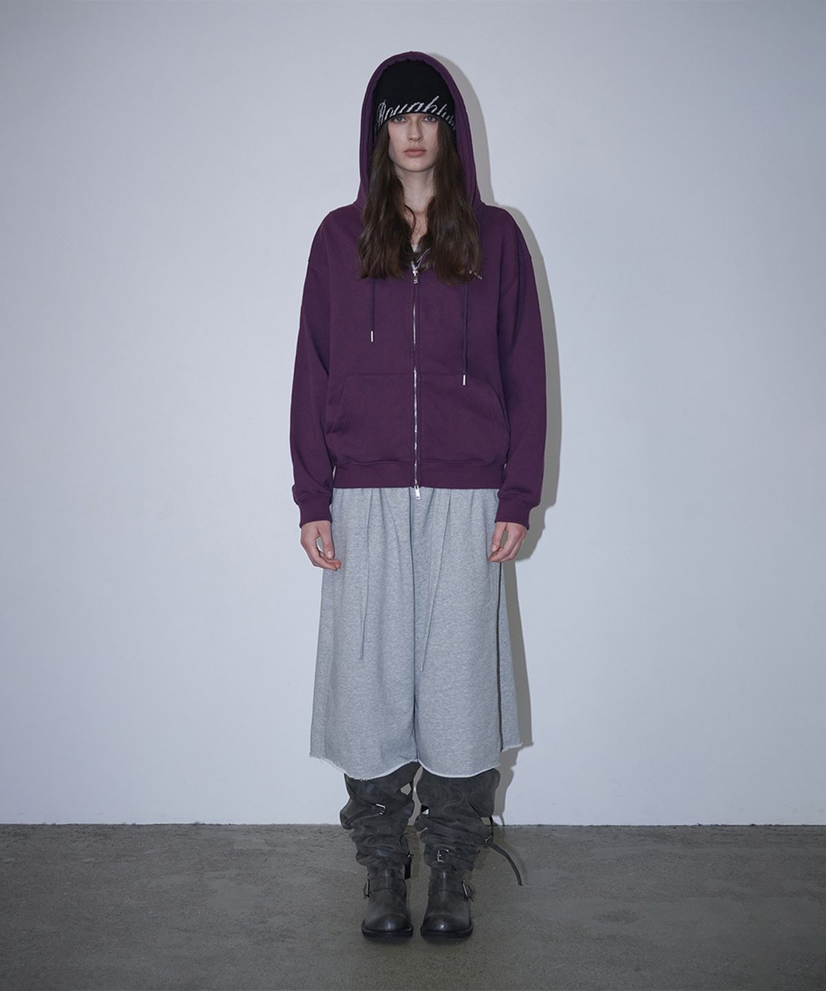 로타입(ROUGHTYPE) roughtype Signature Over Fit Hood Zip-up - Deep purple