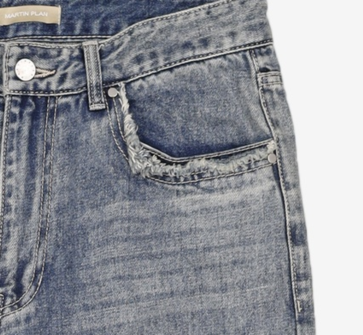 마틴플랜(MARTIN PLAN) Cut Out Straight Jeans - BLUE AS/105