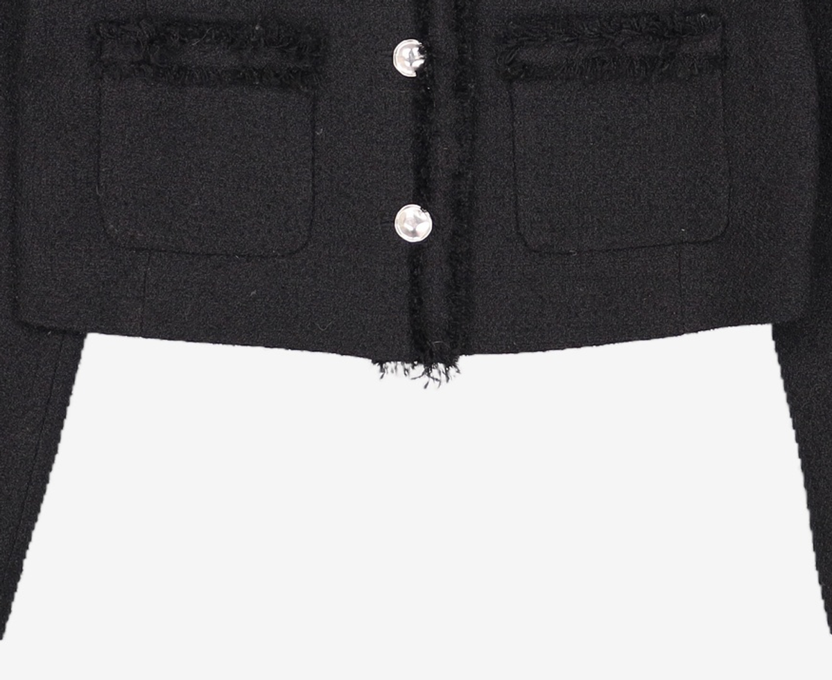 미쏘(MIXXO) 라운드넥 수술 트위드 자켓_MIWJKE301G M