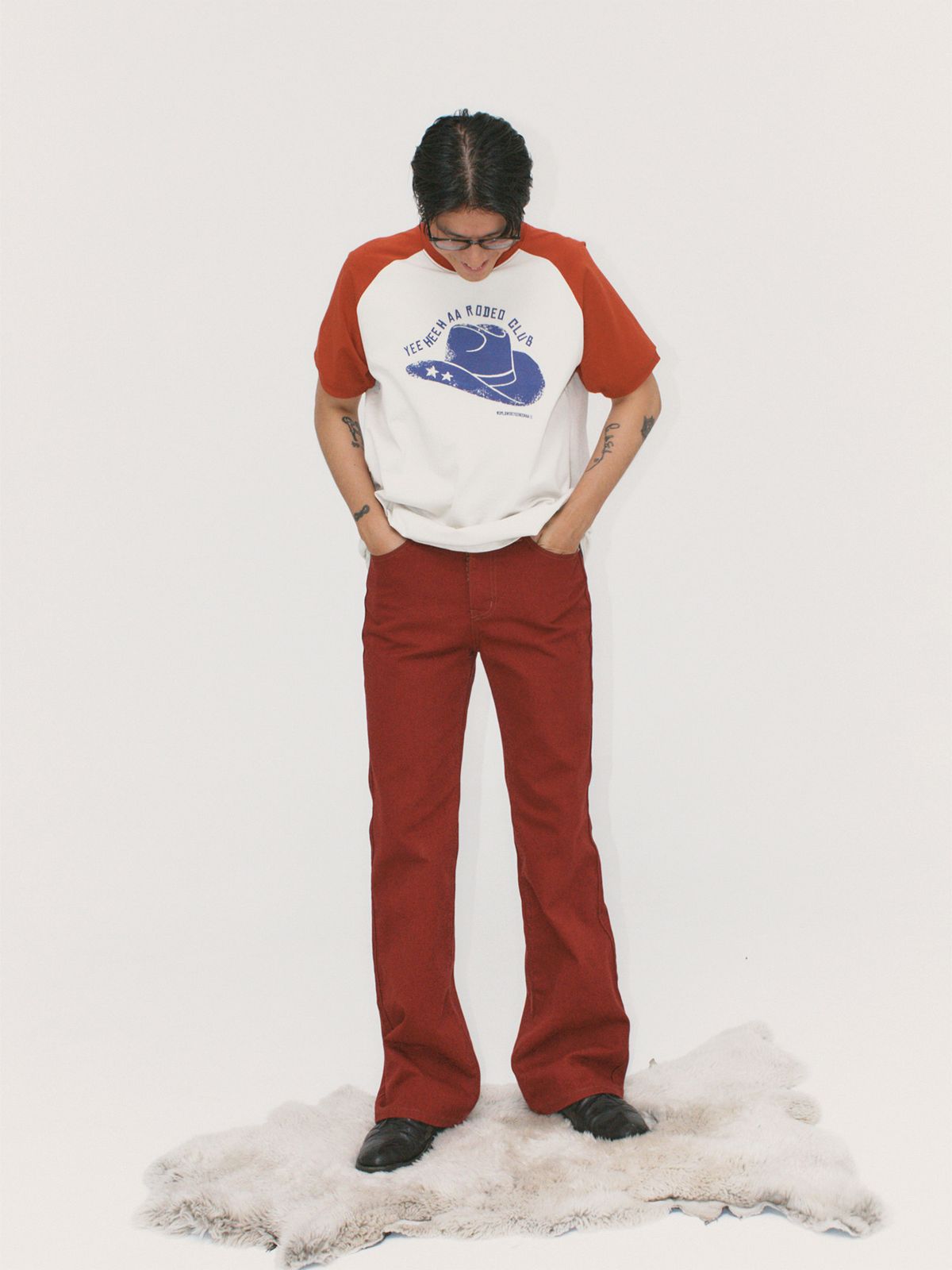 이히하(YEEHEEHAA) crack western hat T (RD)