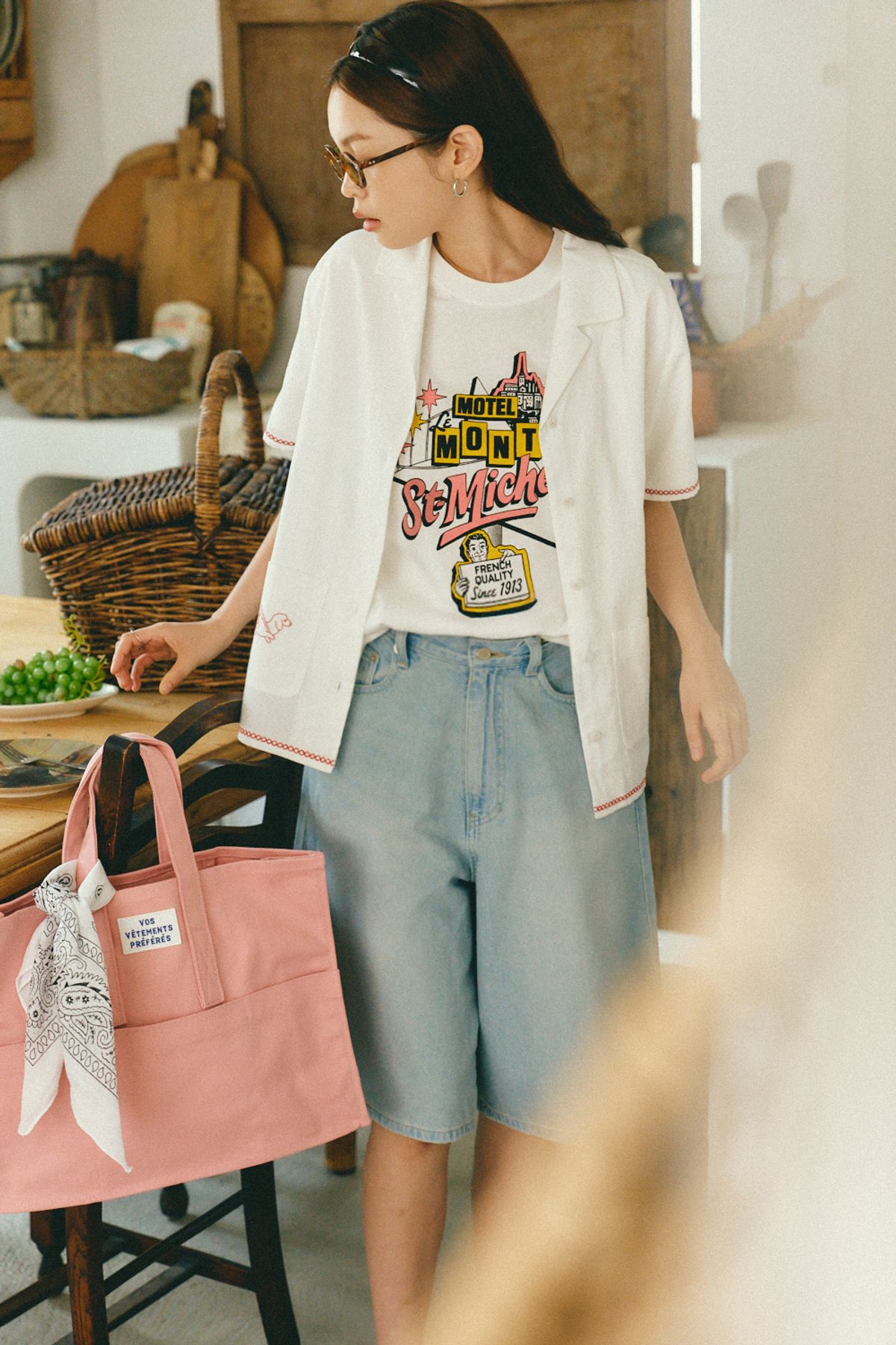 르몽생미셸(LE MONT ST MICHEL) Bermuda Washing Denim Pants_Light Blue