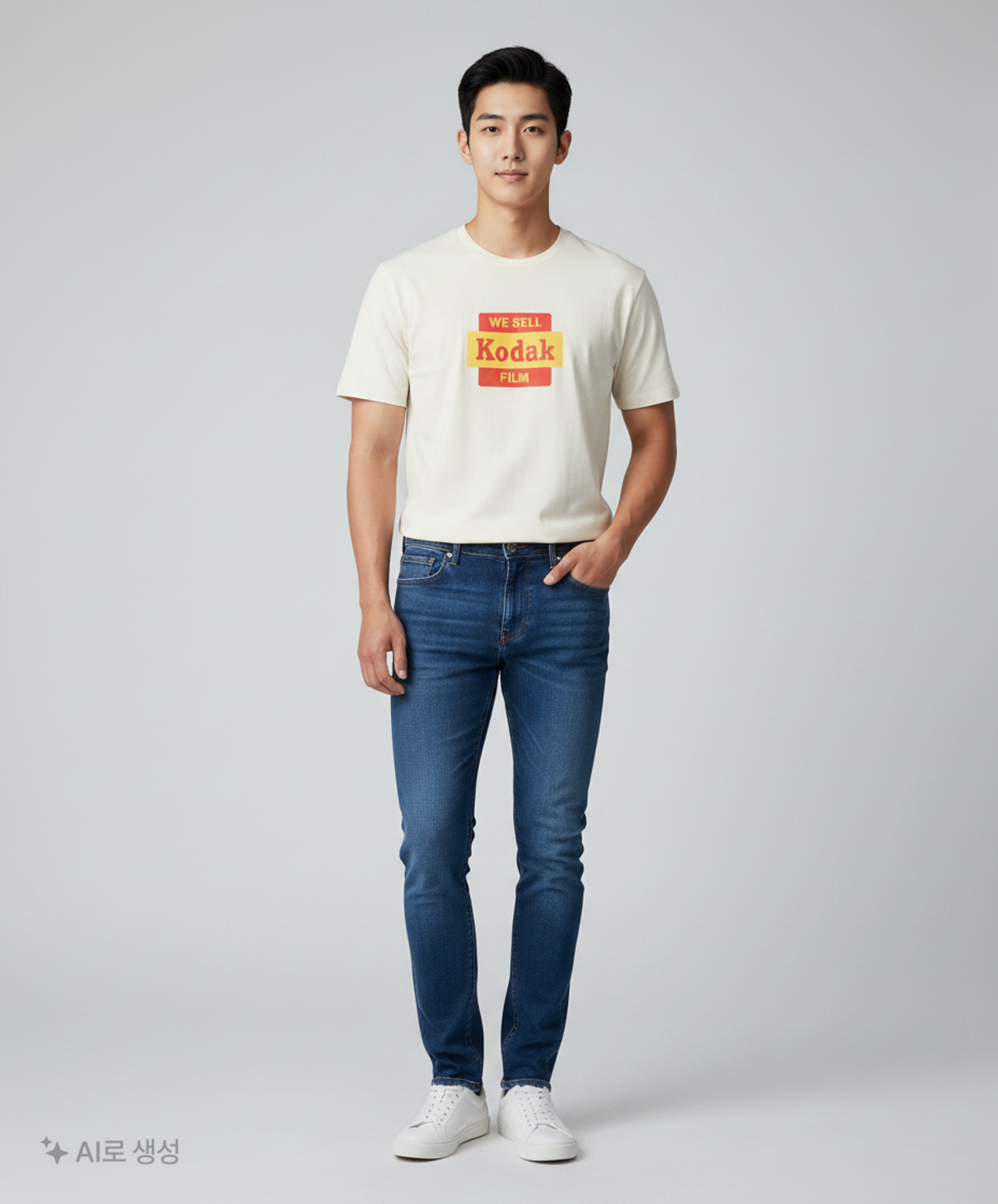 코닥(KODAK) 빅로고 반팔티셔츠 IVORY 105