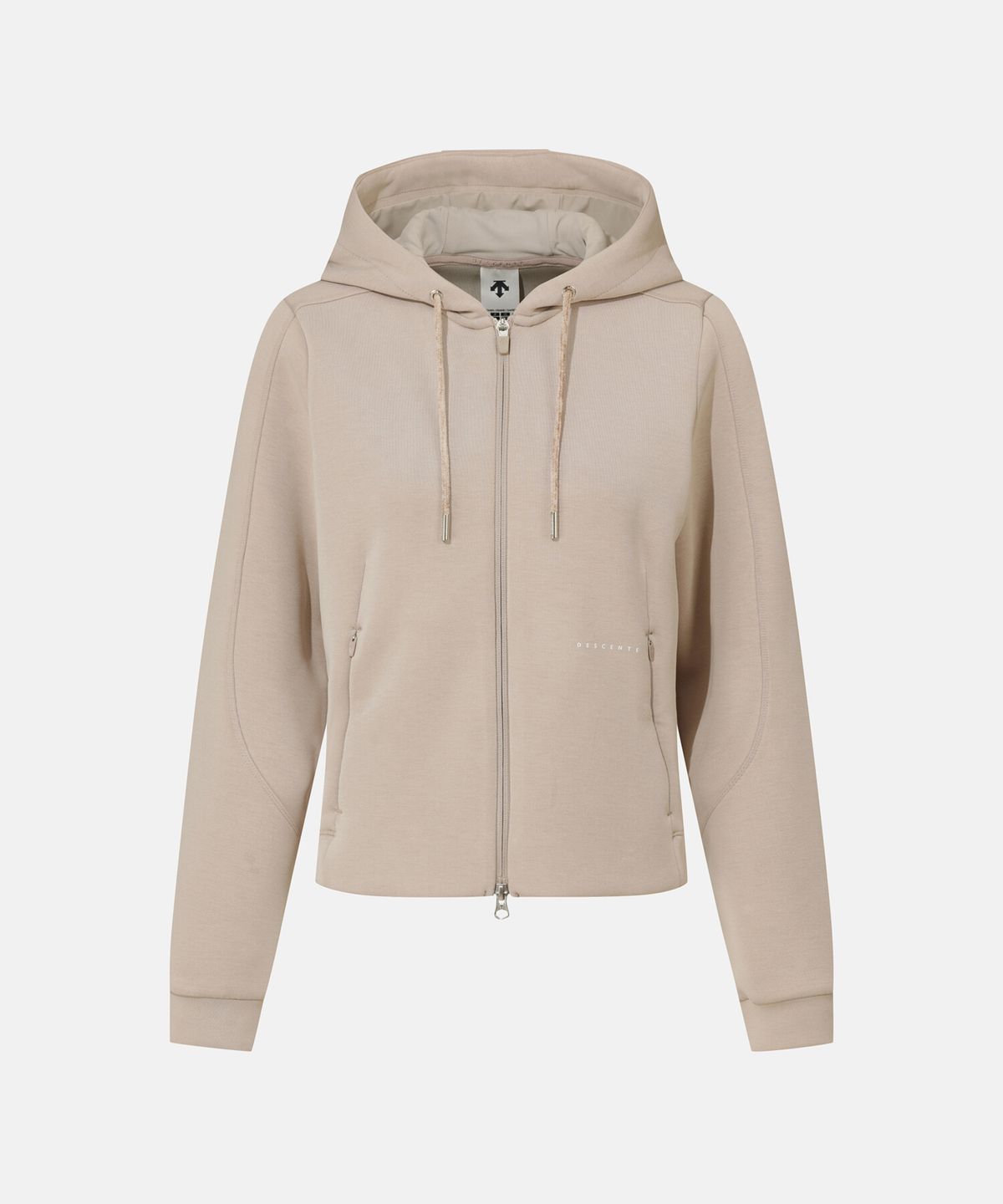 데상트(DESCENTE) 여성 모달 플로우 후드형 트레이닝 자켓 브라운 SR322PFT81