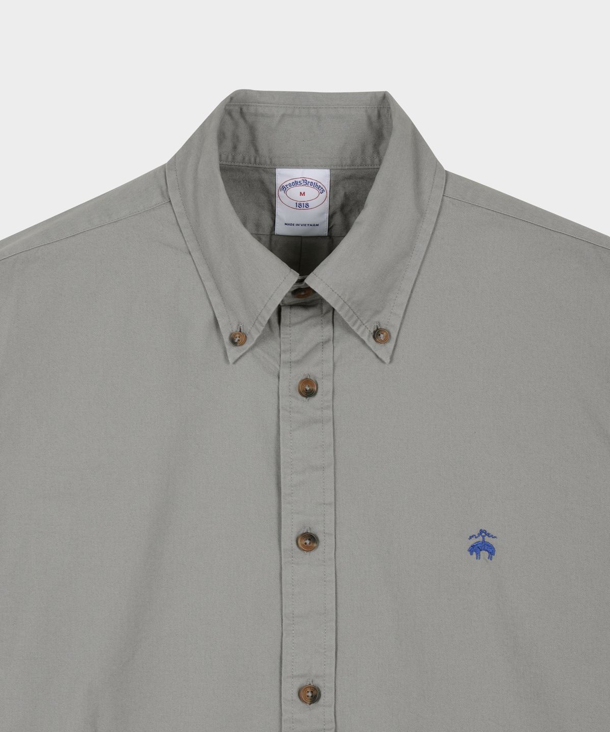 브룩스 브라더스(BROOKS BROTHERS) 프라이데이 트윌 솔리드 로고 셔츠 (그레이) (BBTHMMG302)
