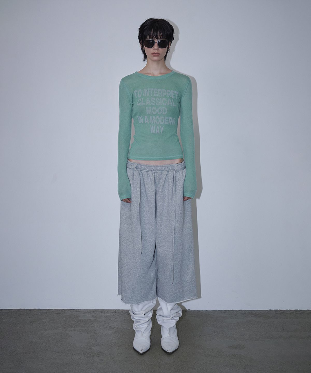 로타입(ROUGHTYPE) Crack Logo Slim Long Sleeve - Mint