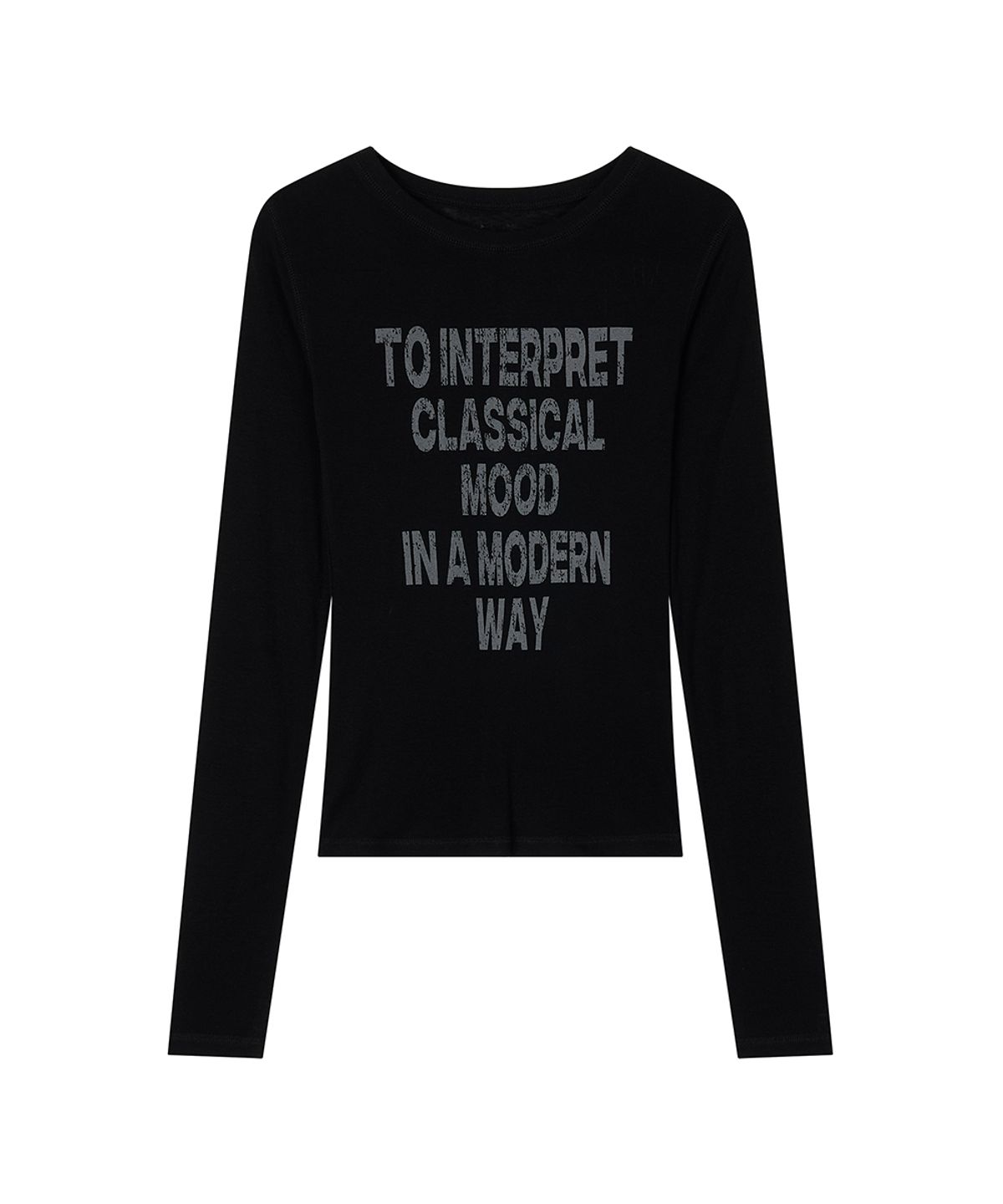 로타입(ROUGHTYPE) Crack Logo Slim Long Sleeve - Black