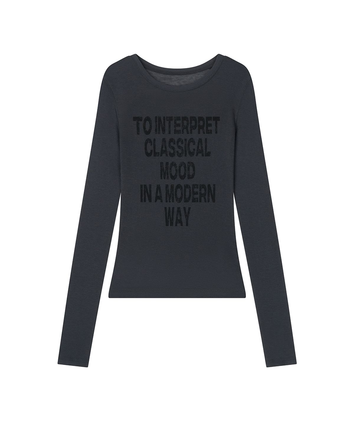 로타입(ROUGHTYPE) Crack Logo Slim Long Sleeve - Charcoal