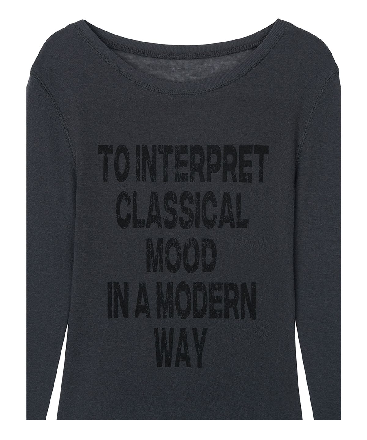 로타입(ROUGHTYPE) Crack Logo Slim Long Sleeve - Charcoal