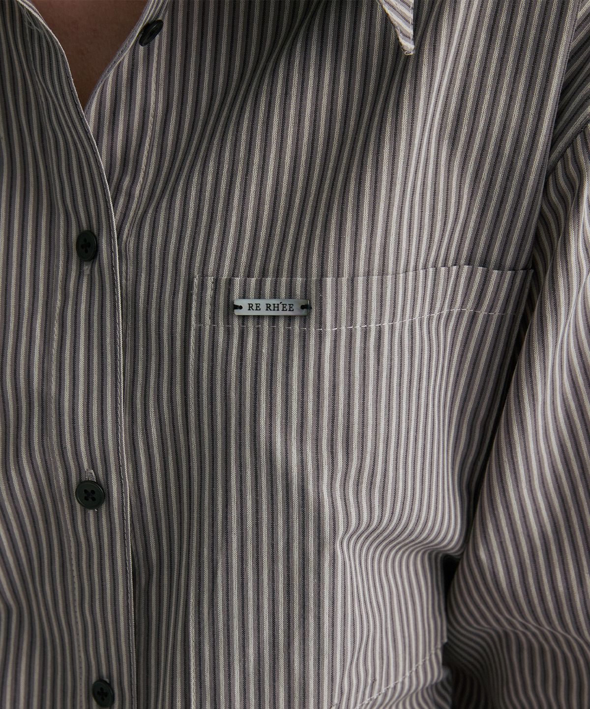 리이(RE RHEE) WAIST-TIE STRIPED SHIRT