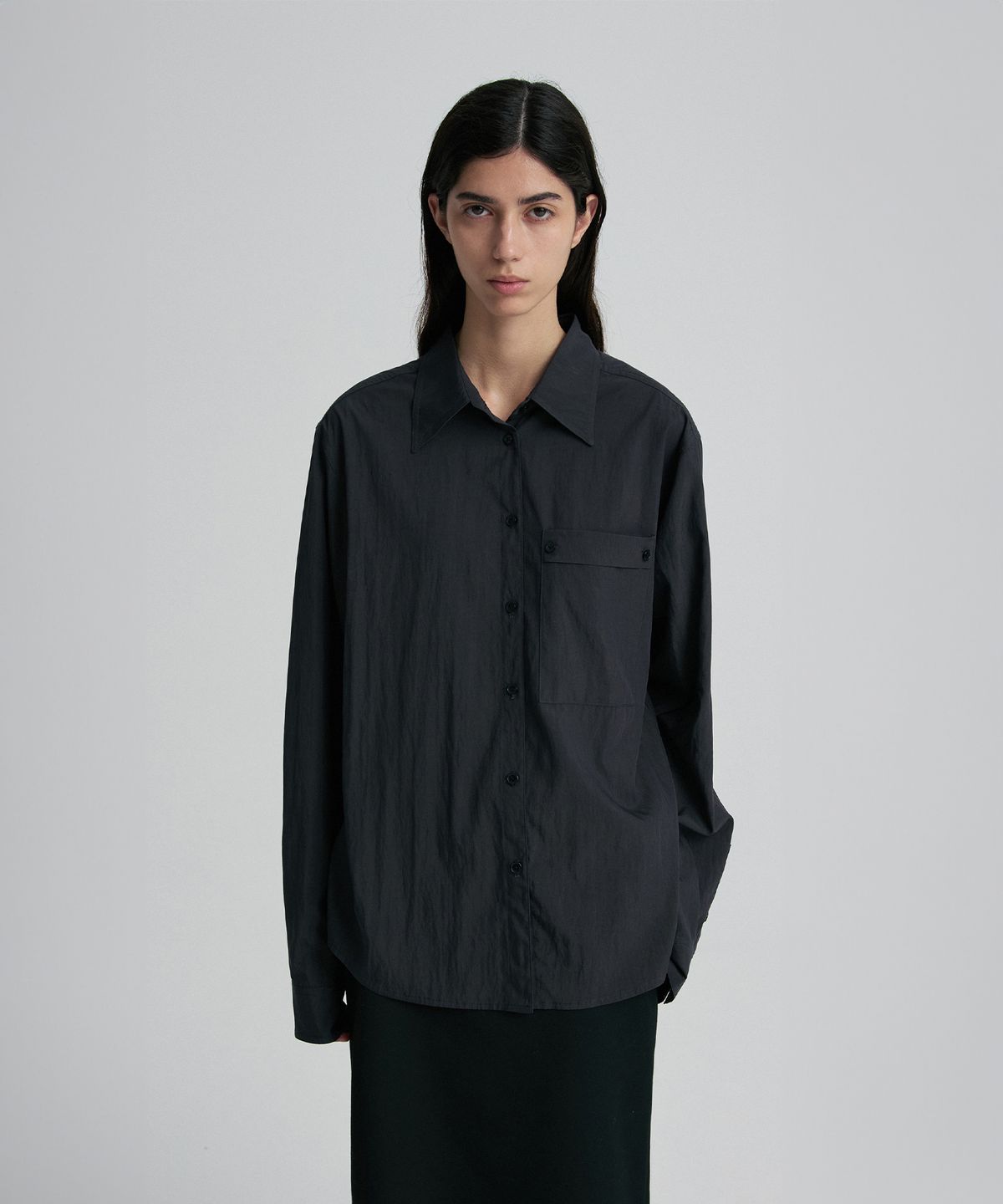 리이(RE RHEE) WRAP-WAIST LONGLINE SHIRT