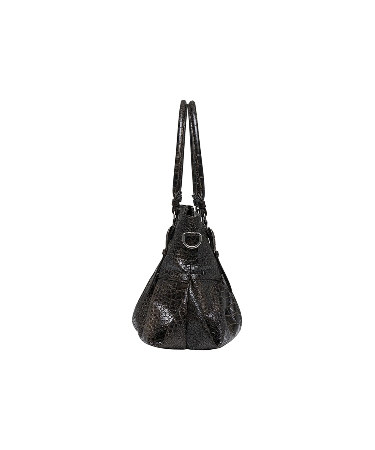 로타입(ROUGHTYPE) Western Croc-embossed Buckle Shoulder Bag - Brown
