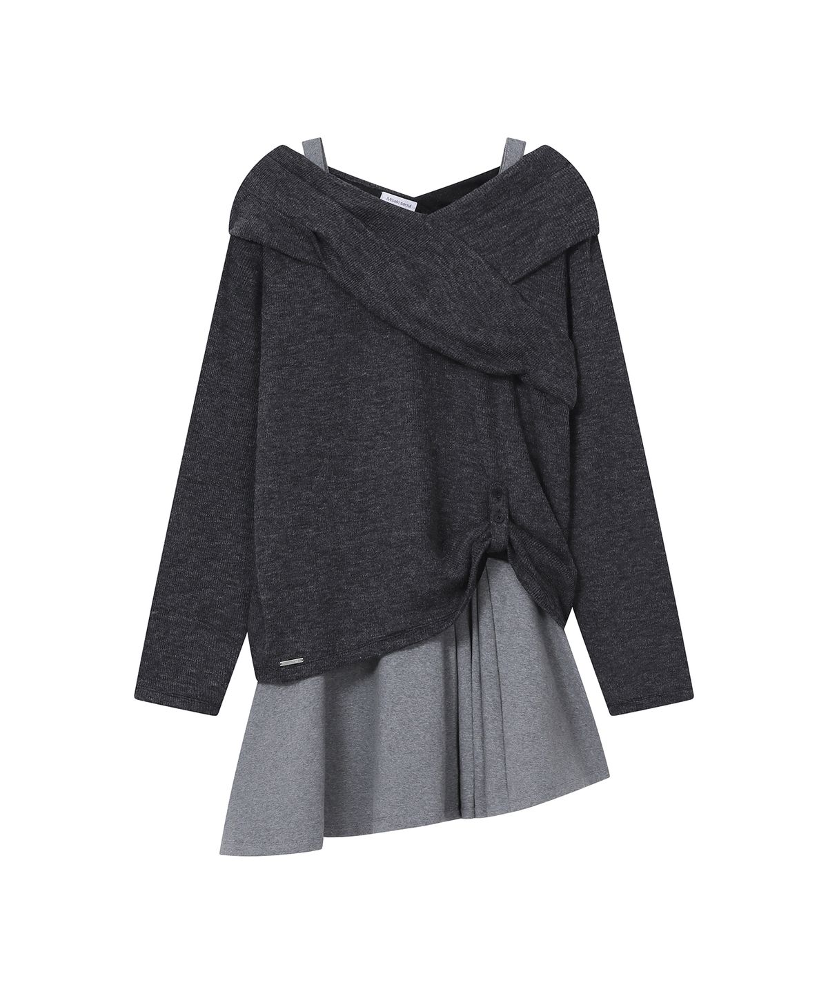 미세키서울(MISEKI SEOUL) Layered pleats one piece SET CHARCOAL