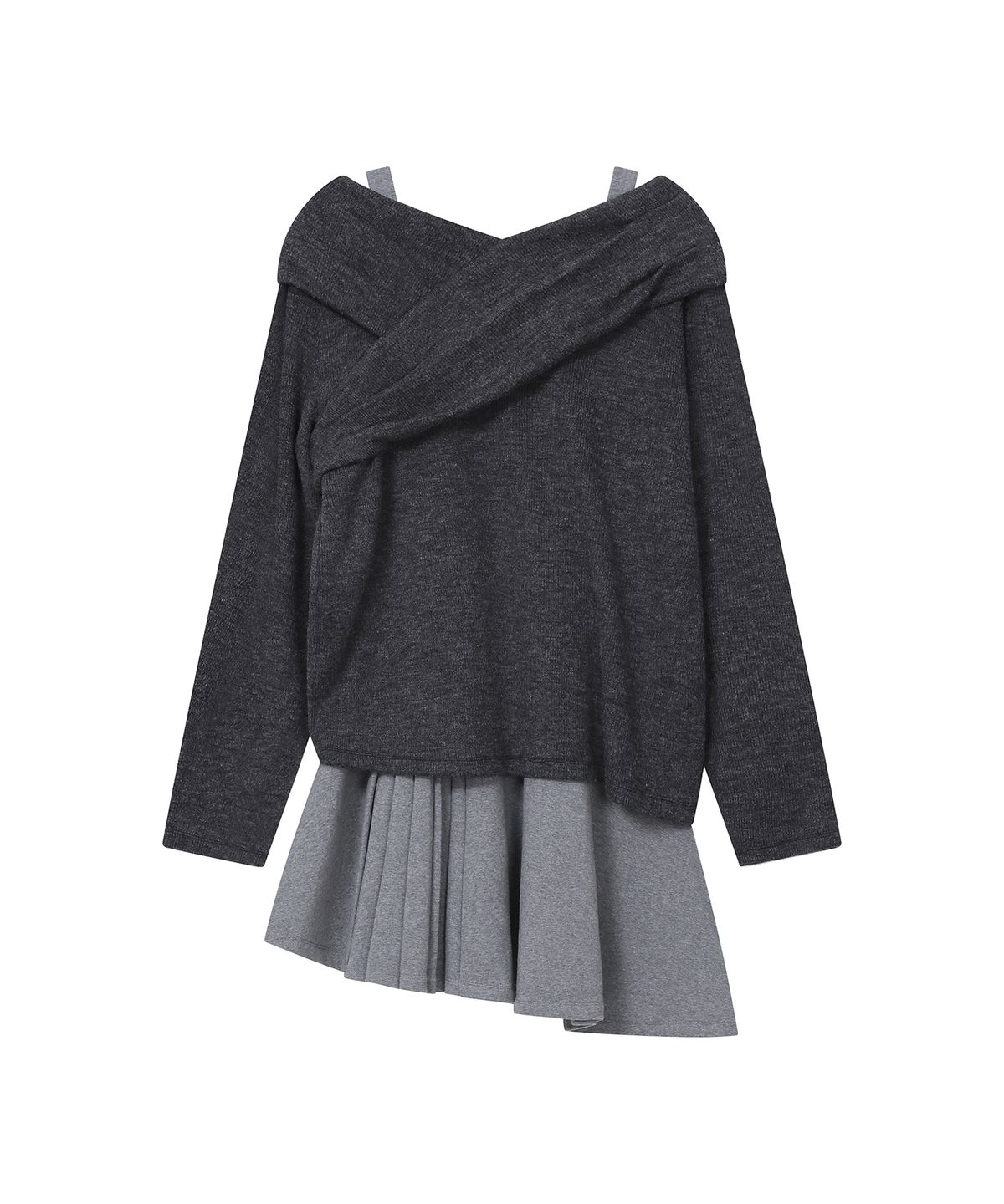 미세키서울(MISEKI SEOUL) Layered pleats one piece SET CHARCOAL