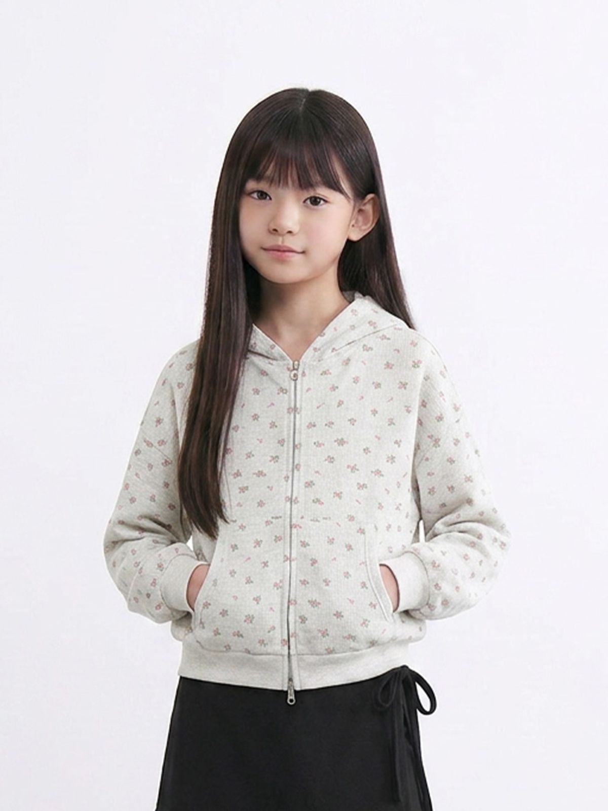 행텐 틴즈(HANGTEN TEENS) 틴즈 여아 와플 후드집업_101(14580-134-603-69)