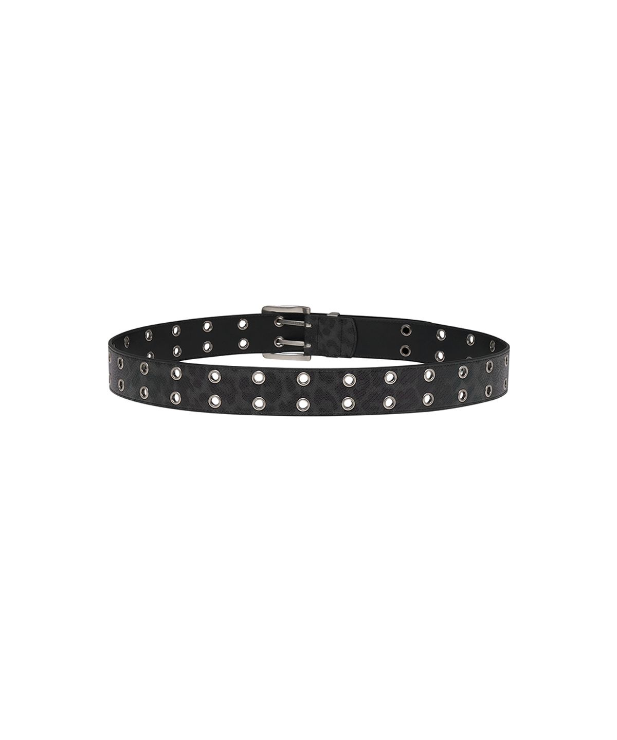 로타입(ROUGHTYPE) Snake Skin Leopard Belt - Charcoal