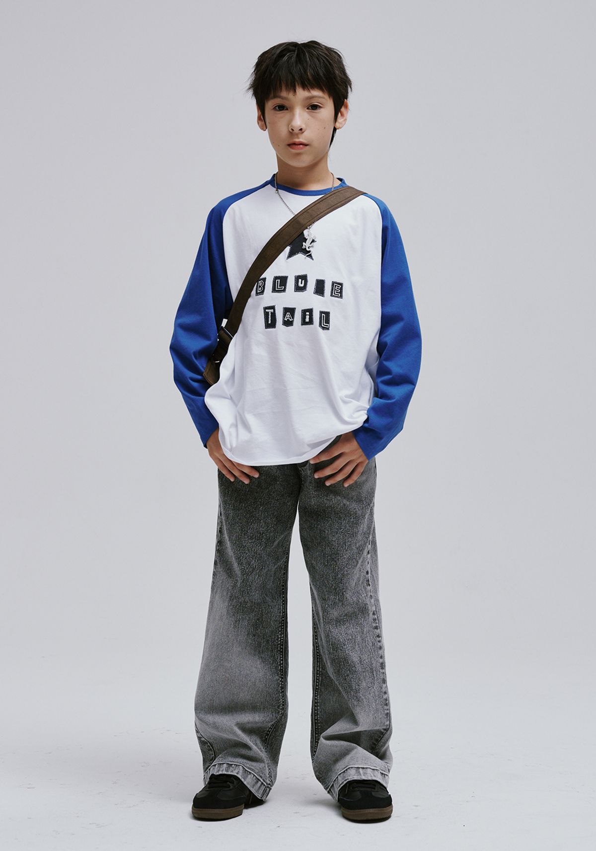 블루테일(BLUETAIL) AAG1TS04WT 블루테일 패치워크 긴팔 티셔츠