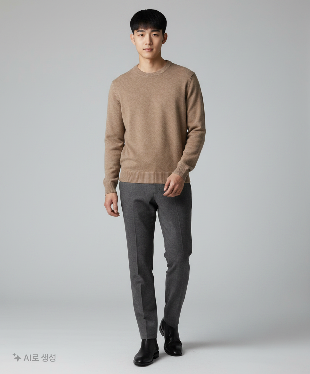 무신사 스탠다드(MUSINSA STANDARD) 미니멀 크루 넥 니트 [더스티 베이지] XL