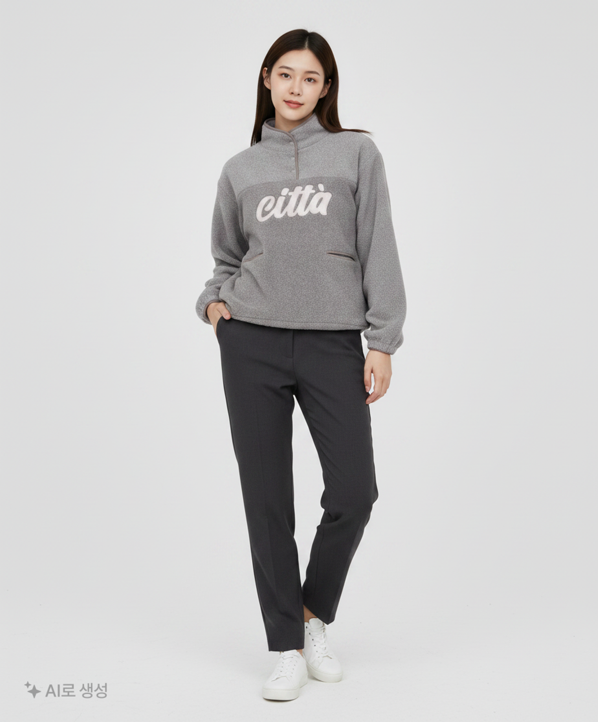 씨타(CITTA) Signature Logo Half Zip-up Fleece_CTT3000(Brown) FREE