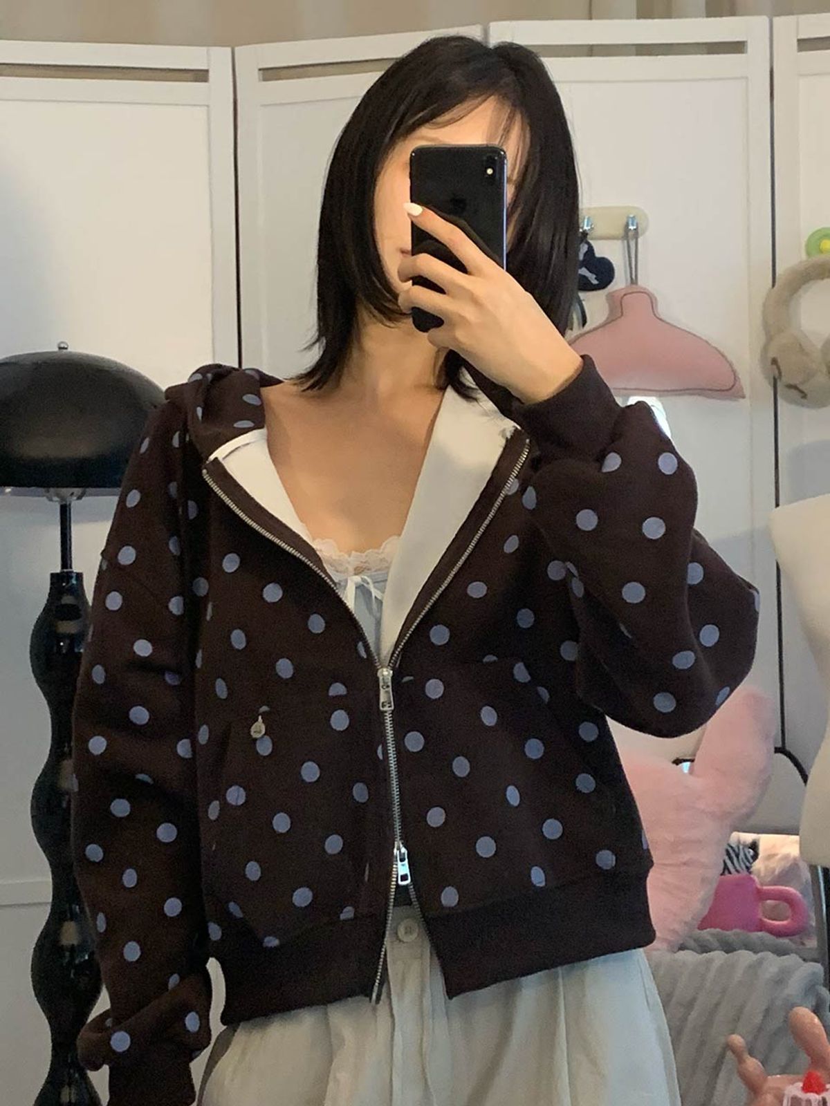 쿨키튼(KOOLKITTEN) Polka Dot Zip-Up Hoodie 3colors