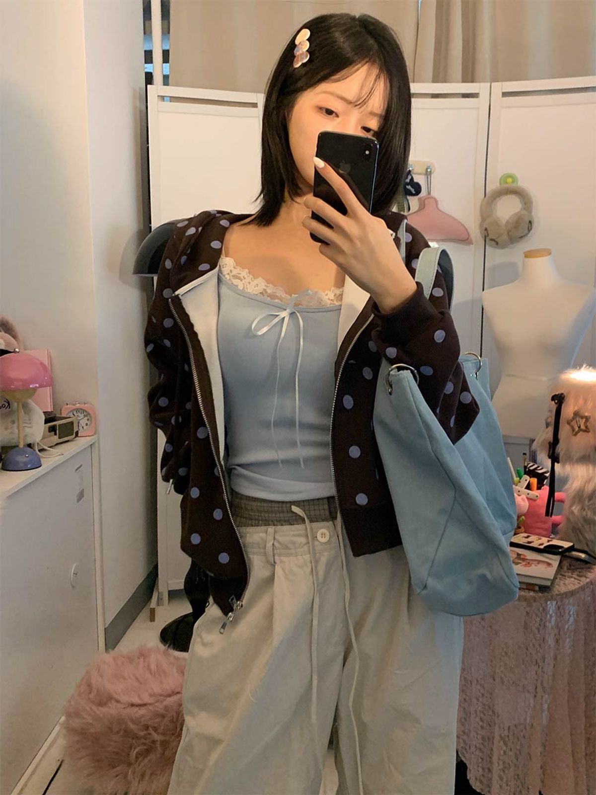 쿨키튼(KOOLKITTEN) Polka Dot Zip-Up Hoodie 3colors